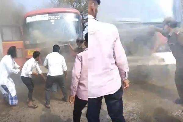 ಚಲಿಸುತ್ತಿದ್ದ ಸಾರಿಗೆ ಬಸ್‌ನಲ್ಲಿ ಬೆಂಕಿ; ಚಾಲಕನ ಸಮಯಪ್ರಜ್ಞೆಯಿಂದ ತಪ್ಪಿದ ಭಾರಿ ದುರಂತ